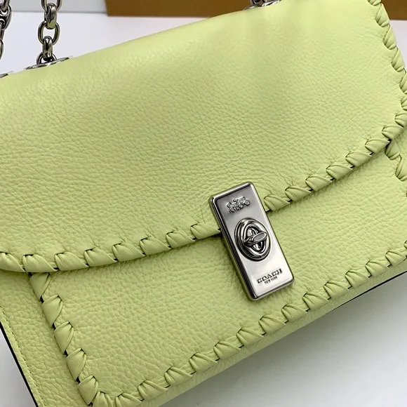 COACH NWT Lane Shoulder Bag With Whipstitch COLOR:
Silver/Pale Lime - Picture 5 of 16